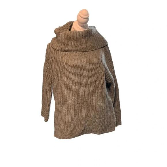 Ann Taylor women's small cowl neck cable knit grey sweater - Picture 1 of 5